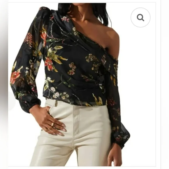 NWOT!ASTR The Label Anthro Reign Floral Print Women's Off The Shoulder Top Small - Picture 13 of 17